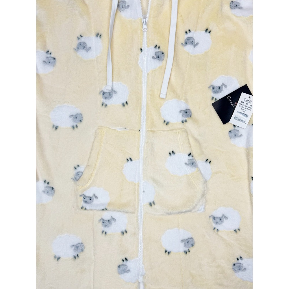 Chenille Cuddl Duds Robe NWT Women's Size Medium Sheep Yellow Full Zip - Picture 8 of 8